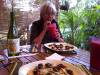 Lernen bei jugo de sandía con lemón y jengibre y broschetta - che rico!!